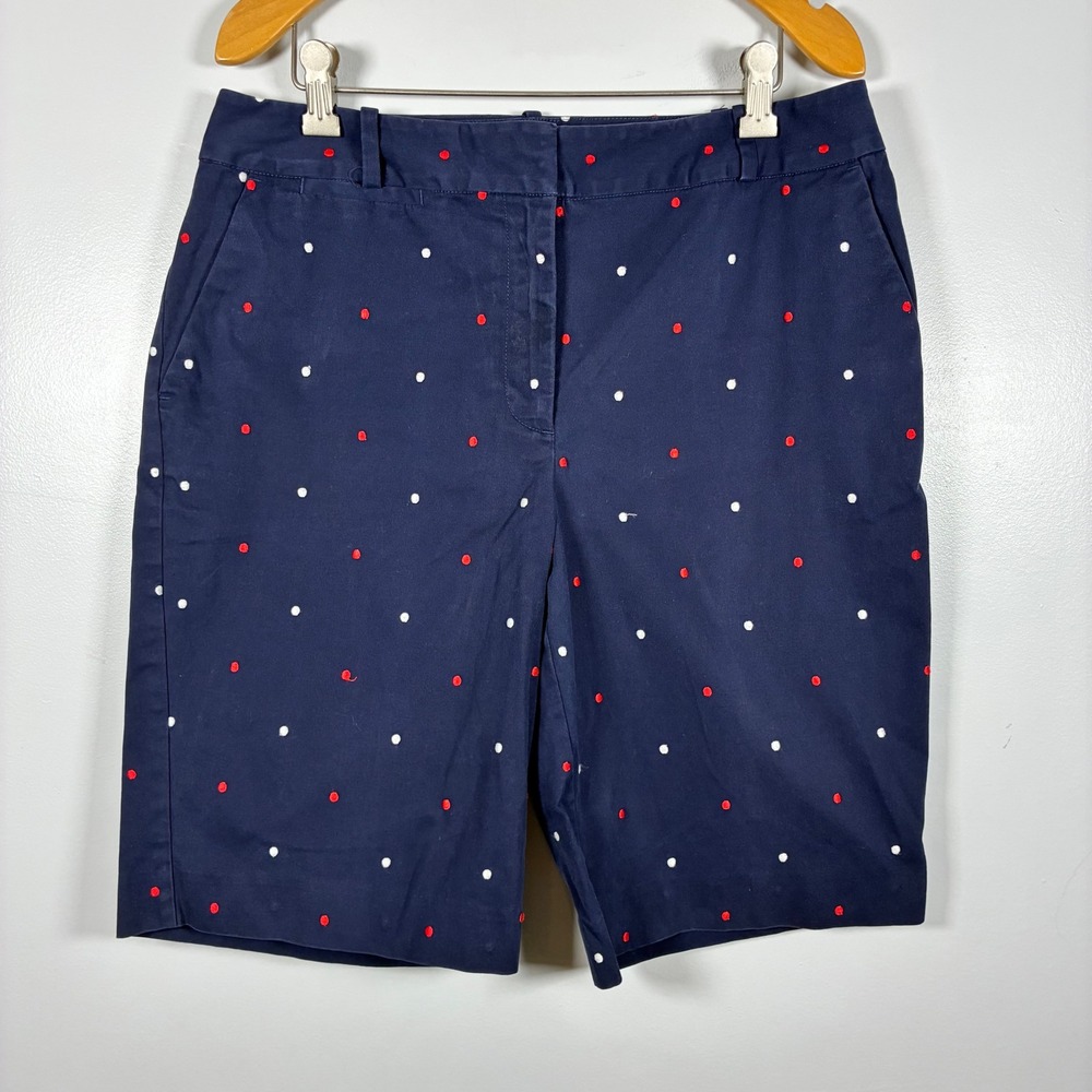 Talbots Shorts 10 Heritage Polka Dot Embroidered Chino Nautical Preppy Patriotic